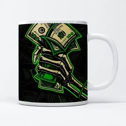 Skeleton Hand Holding Cash Money Dark