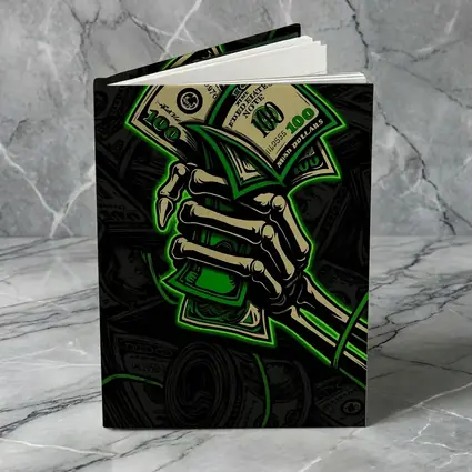 Skeleton Hand Holding Cash Money Dark