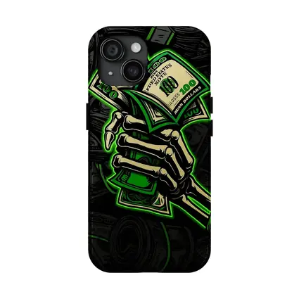 Skeleton Hand Holding Cash Money Dark