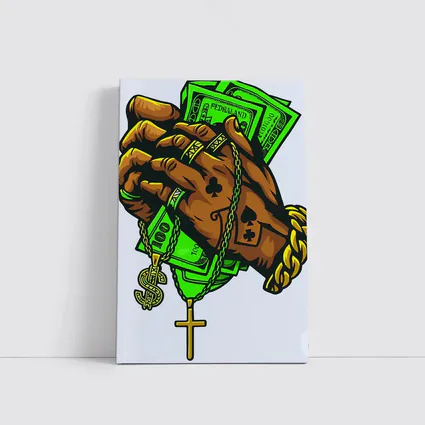 Gold Chain Hand Holding Cash Street Art