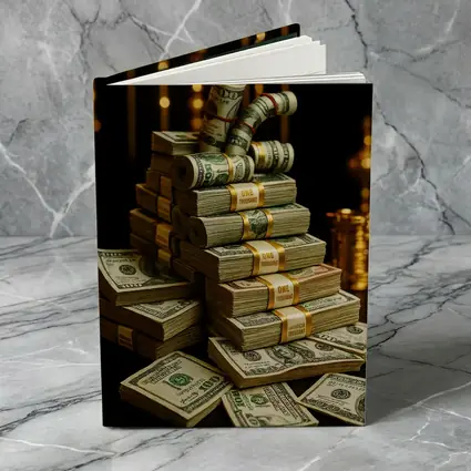 Dollar Bills Stack Gold Dark Background