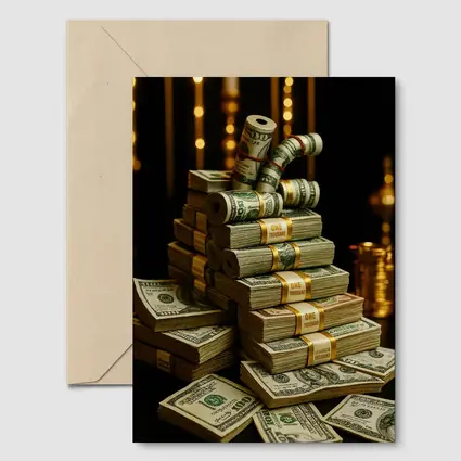 Dollar Bills Stack Gold Dark Background
