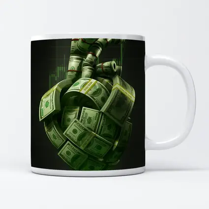 Human Heart Made of Dollar Bills Money