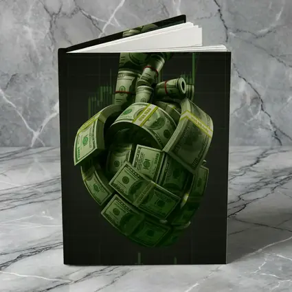 Human Heart Made of Dollar Bills Money