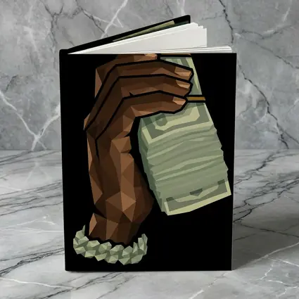Low Poly Hand Holding Cash Black Background