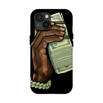Low Poly Hand Holding Cash Black Background