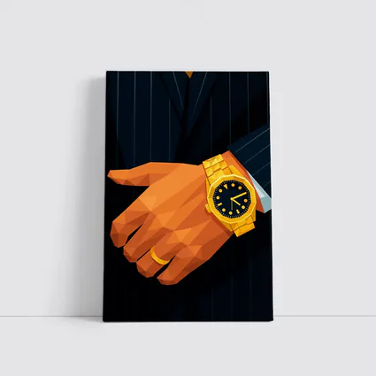 Gold Watch Man Suit Low Poly Art