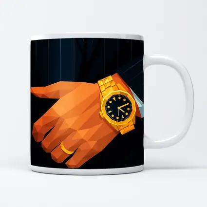 Gold Watch Man Suit Low Poly Art