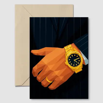 Gold Watch Man Suit Low Poly Art