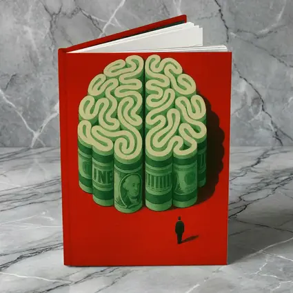Money Brain Illustration Man Red Background
