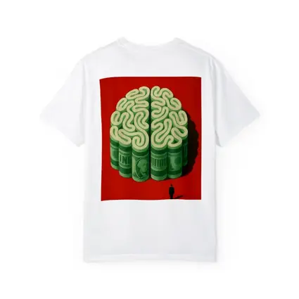 Money Brain Illustration Man Red Background
