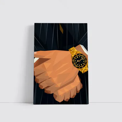 Gold Watch Low Poly Man Dark Suit