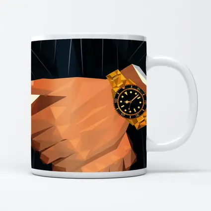 Gold Watch Low Poly Man Dark Suit
