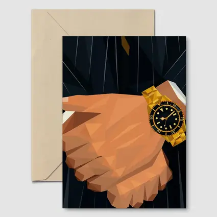 Gold Watch Low Poly Man Dark Suit