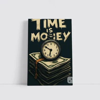 Time Is Money Pocket Watch Cash Stack