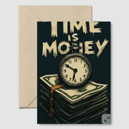 Time Is Money Pocket Watch Cash Stack