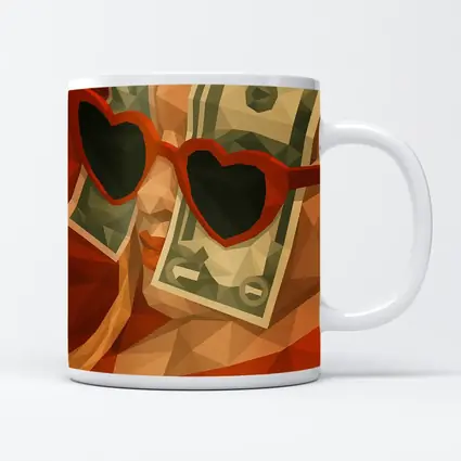 Woman Heart Sunglasses Dollar Bills Low Poly