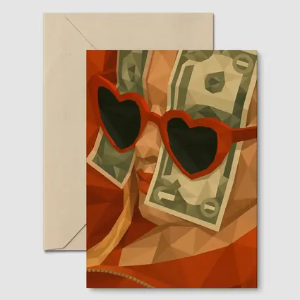 Woman Heart Sunglasses Dollar Bills Low Poly