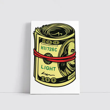 Roll of Hundred Dollar Bills Red Band