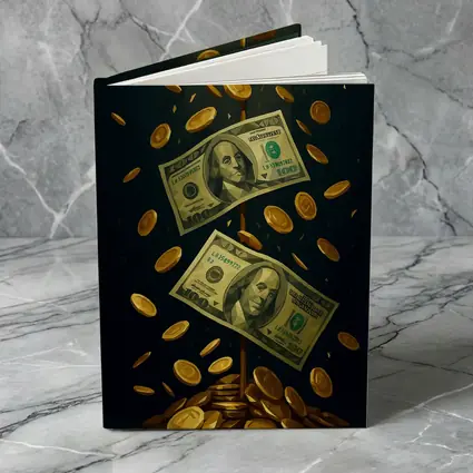 Dollar Bills Gold Coins Dark Background