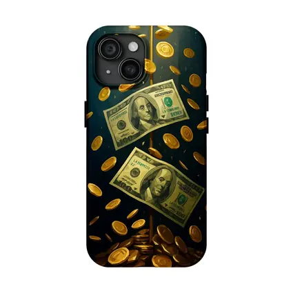 Dollar Bills Gold Coins Dark Background