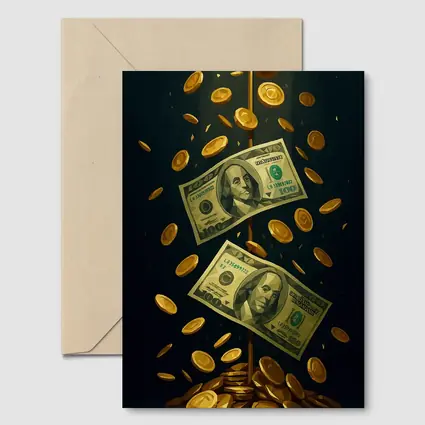 Dollar Bills Gold Coins Dark Background