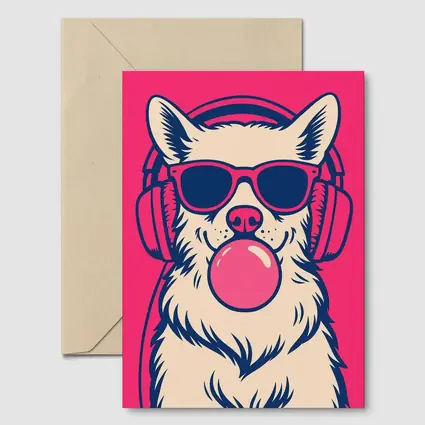 Cool Corgi Dog Bubblegum Sunglasses Pink Background