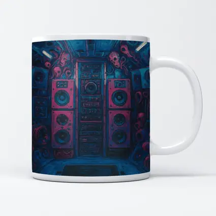Dark Blue Room Massive Speakers Skull Art