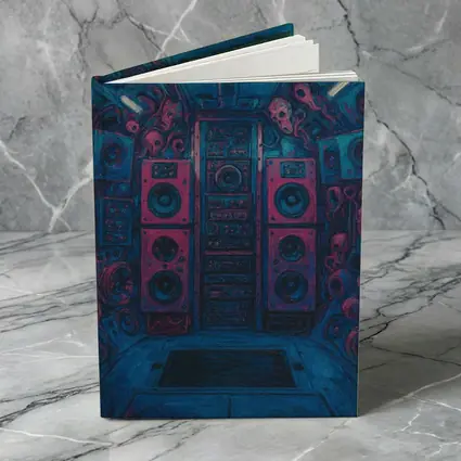 Dark Blue Room Massive Speakers Skull Art