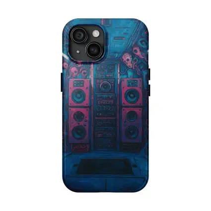 Dark Blue Room Massive Speakers Skull Art