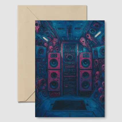 Dark Blue Room Massive Speakers Skull Art