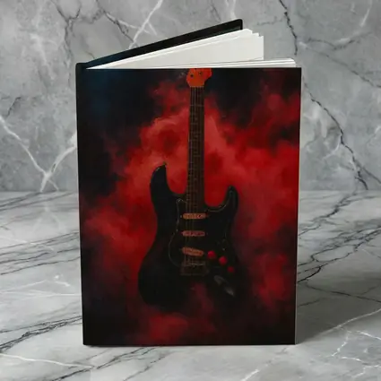 Black Electric Guitar Red Smoke Painting