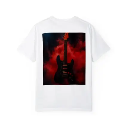 Black Electric Guitar Red Smoke Painting