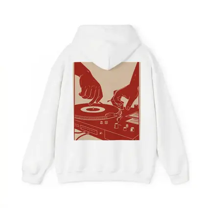 DJ Hands Scratching Vinyl Turntable Red