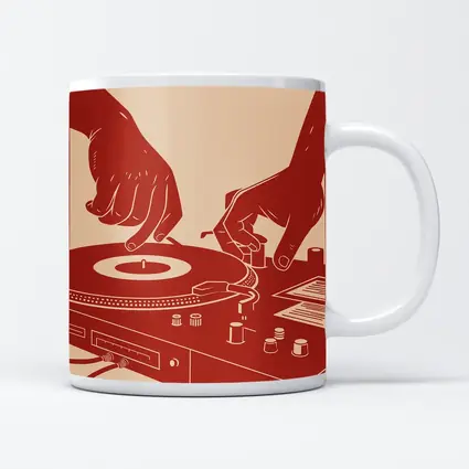 DJ Hands Scratching Vinyl Turntable Red