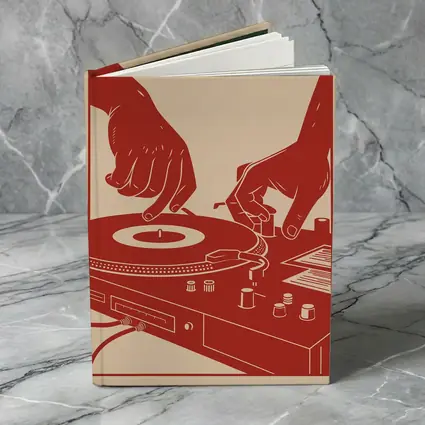 DJ Hands Scratching Vinyl Turntable Red