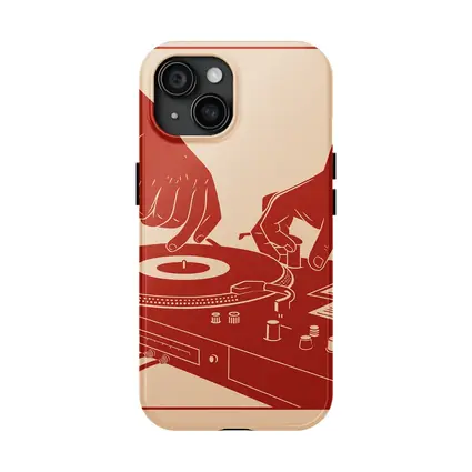 DJ Hands Scratching Vinyl Turntable Red