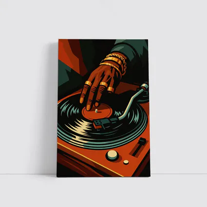 DJ Hand Scratching Vinyl Record Turntable Art