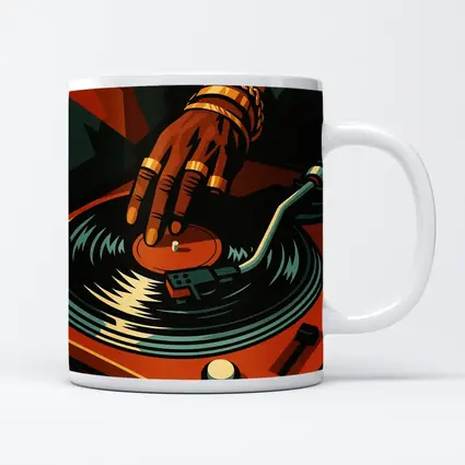DJ Hand Scratching Vinyl Record Turntable Art