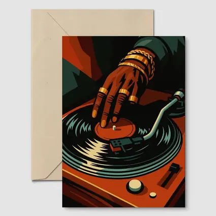 DJ Hand Scratching Vinyl Record Turntable Art
