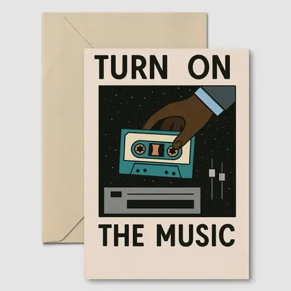 Turn On The Music Retro Cassette Tape Art