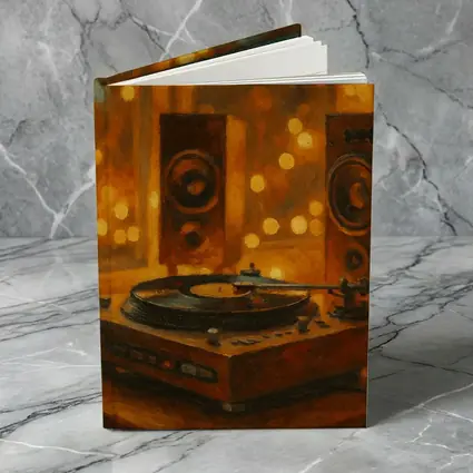 Vinyl Record Player Oil Painting Warm Bokeh