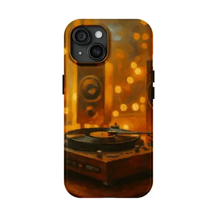Vinyl Record Player Oil Painting Warm Bokeh