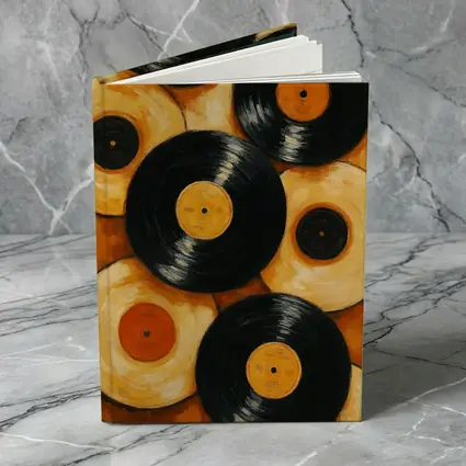 Vinyl Records Oil Painting Orange Background