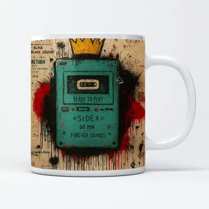 Teal Cassette Player Crown Graffiti Street Art