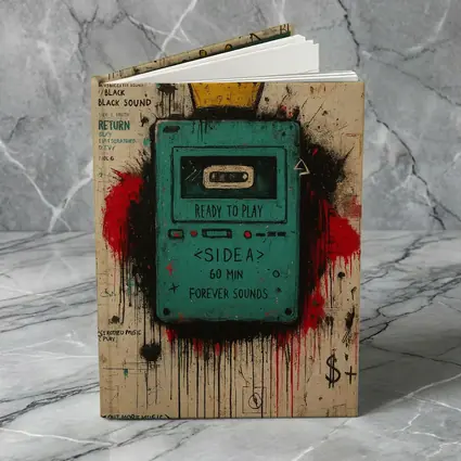 Teal Cassette Player Crown Graffiti Street Art