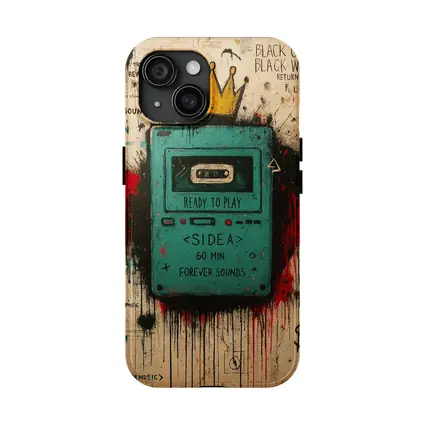 Teal Cassette Player Crown Graffiti Street Art