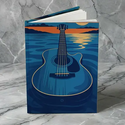 Acoustic Guitar Blue Ocean Moonlit Night
