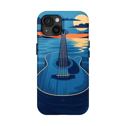 Acoustic Guitar Blue Ocean Moonlit Night