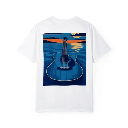 Acoustic Guitar Blue Ocean Moonlit Night